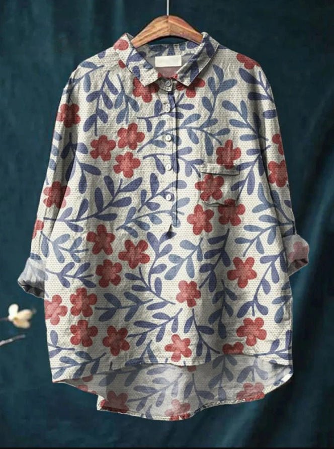 Laura™ | Klassisk Bluse med Blomstermønster