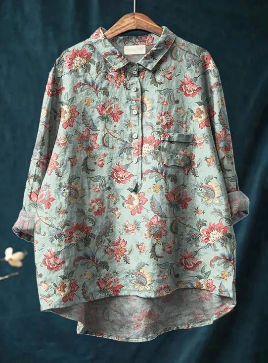 Laura™ | Klassisk Bluse med Blomstermønster