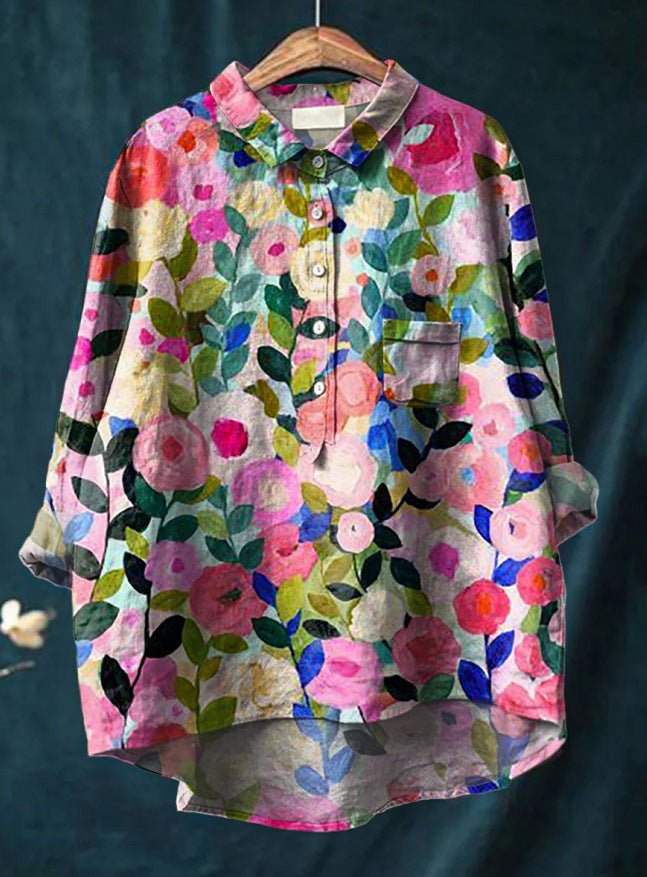 Laura™ | Klassisk Bluse med Blomstermønster
